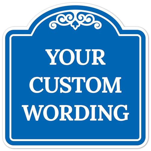 Custom Decorative Sign, Personalized Metal Sign for Business, Driveway, Home, Airbnb, Office Door Plaque, Blue Background, 8x8 Inches, ACM, Fade Resistant, Made in USA - color: Blue Background, size: 8x8