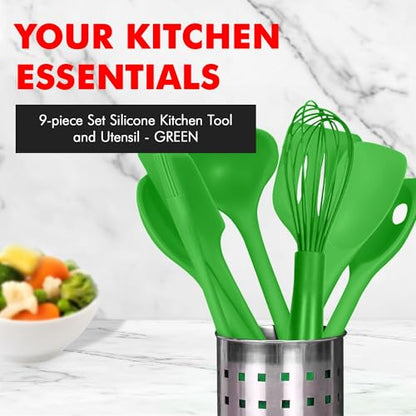 Chef Craft 9 Piece Green Premium Silicone Kitchen Tool Set (42084) - color: Green, size: 9 Piece Set