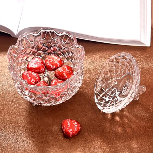 Colorful Crystal Glass Candy Snack Barrel Storage Jar Embossed Luxury Cookie Buffet Canister With Lids Jewelry Box Jar Biscuit Containers - color: Butterfly-Clear