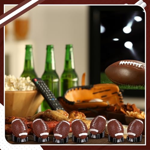 RoundFunny 50 Pcs Mini Football Figurine for Craft Resin Miniature Football | Small Fall Football Party Favors, Football Simulation Model for DIY Craft Birthday Gift Bag Stuffer Cake Topper Party Decor - style: Mini Football