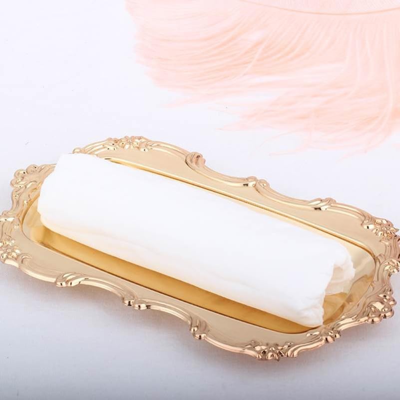 Gold Serving Tray 8.07X4.84 Inch Decorative Dessert Plate for Wedding Party Fruit Snacks Cake Display Elegant Tableware