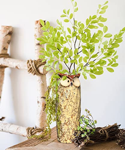 GeLive 9 Inch Owl Ceramic Vase, Farmhouse Flower Vase, Retro Owl Planter, String Pearl Succulent Pot for Bud Cutting Hydroponic Plant, Indoor Outdoor Home Decor, Cute Owl Fun Animal Cartoon Gift - size: 9" Tall