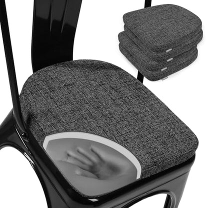 SINOSSO Memory Foam 14" Metal Chair Cushions 4 Pcs, Modern Interwoven Style Magnetic Chair Pads for Dining Kitchen Cafe Bistro Stackable Chair (U-Shape, Black-Gray, 4) - color: Black