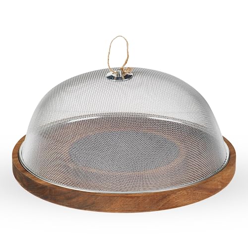 Twine Modern Manor Slate & Acacia Wooden Charcuterie Board With Dome Cover, Outdoor Entertaining Cheese Board, Snack Platter, 3-Piece Set - style: Modern Manor Slate