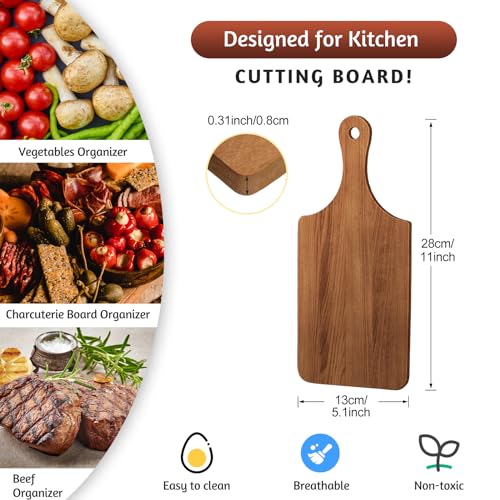 Zubebe 12 Pcs 11 x 5 Inch Acacia Wood Cutting Board with Handle | Charcuterie Board for Laser Engraving, Serving Chopping Board with Handle for Wedding Housewarming Mom Christmas Gift - size: 11"L x 5"W