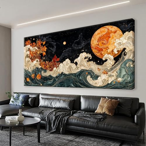 Suconvng Colorful Canvas Art Wall Decor Painting Picture Modern Boho Abstract Wall Art Prints Landscape Picture For Bedroom Bathroom Office Black Home Aesthetic Wall Decor 20" × 40" Ready To Hang - color: ZXJ9B, size: 40"L x 20"W
