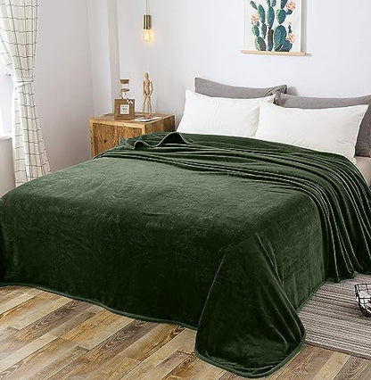 Fleece Blanket Twin Size 350GSM Lightweight Throw for The Bed Extra Soft Brush Fabric Super Warm Sofa Blanket 66" x 90"(Green Twin) - color: Green, size: Twin (90-Inch-by-66-Inch)