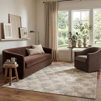 Dash & Albert Senava Grey Geometric Washable Rug, 4'x6' | Tala Machine Washable Rug, 4' X 6', Geometric Pattern - color: Tala Grey, size: 4' x 6' (Rectangular)