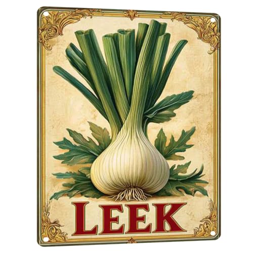 Leek Vegetables Metal Tin Sign Vintage Farmhouse Wall Art for Kitchen Dining Room Pantry Home Wall Decoration 12x16 Inch - color: Leek Metal Tin Sign, size: 12x16inch(30x40cm)