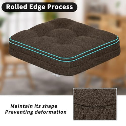 GOFORIT Chair Cushions,Tufted Shredded Memory Foam Chair Pads, Non-Slip Seat Cushions with Removable Cover,16'' x 16'', Brown - color: Brown