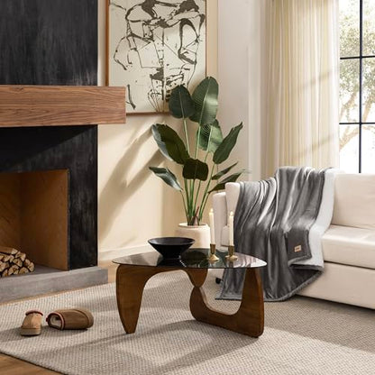 UGG Bliss Fleece Throw Blanket for Couch, 50''x70'', Charcoal Grey | Ultra Soft & Plush,Reversible,Oeko-Tek Compliant,Machine Washable,Medium Weight, Luxury Giftable Blanket, All Season Comfort - color: Grey