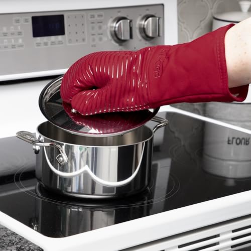 All-Clad Premium Silicone Oven Mitt and Pot Holder Set for Kitchen and Barbeque, Chili - color: Chili, size: Multi-Set