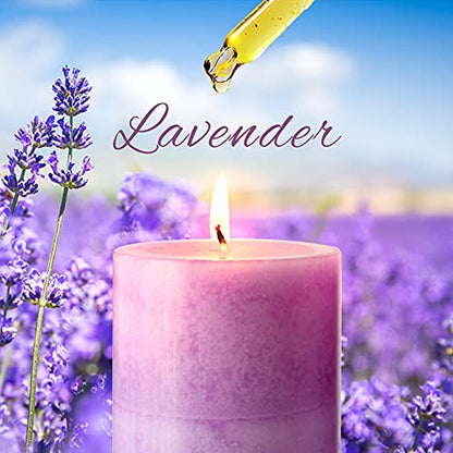 CRYSTAL CLUB Lavender Scented Pillar Candles, Purple Aromatherapy Candles | Clean Burning and Dripless Candle Lights, Tall 3X4 Inch Lavender Fragrance Candles for Home Décor - size: 3"X4", style: Lavender