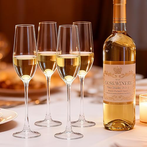 Champagne Flutes 7.5oz, Champagne Glasses Set of 6,Unique Gift | Elegant Champagne Glasses for Birthday, Wedding, Anniversary, Wedding Toasting Glasses for Home Bar, Special Occasions - style: Elegant Tapered