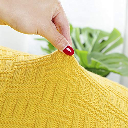 uxcell 100% Cotton Knit Throw Blanket, Cable Decors Yellow 47x70 - color: Yellow