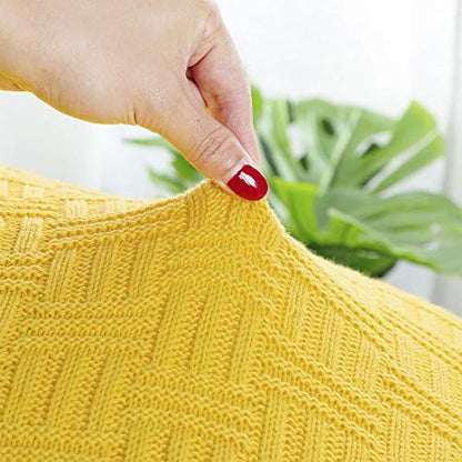 uxcell 100% Cotton Knit Throw Blanket, Cable Decors Yellow 47x70 - color: Yellow