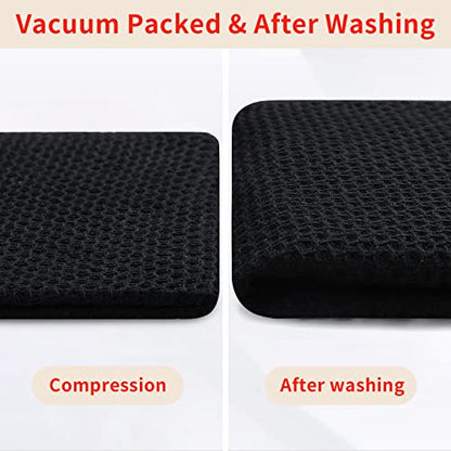 Homaxy 100% Cotton Waffle Weave Kitchen Dish Towels 6-Pack, Black | 13 x 28 Inches, Ultra Soft Absorbent Dish Towels, Quick Drying Cleaning Towels - color: Black, size: 13 X 28 - 6 Pack