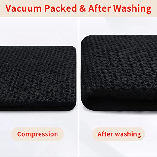 Homaxy 100% Cotton Waffle Weave Kitchen Dish Cloths 8-Pack, Black | 12 x 12 Inches, Ultra Soft Absorbent Dish Towels, Quick Drying Dish Rags with Hanging Loop - color: Black, size: 12 X 12 - 8 Pack