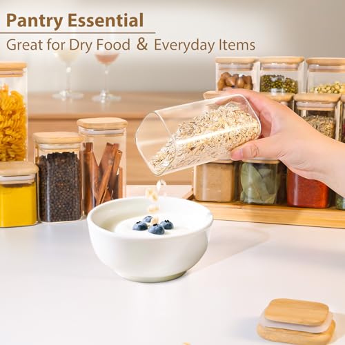 20 Pack 10 oz Square Glass Spice Jars with Lids and Labels – Airtight Small Spice Containers Set, Clear Glass Storage Jars for Seasoning, Spices, Kitchen Pantry Organization - color: Square/10oz/20pcs