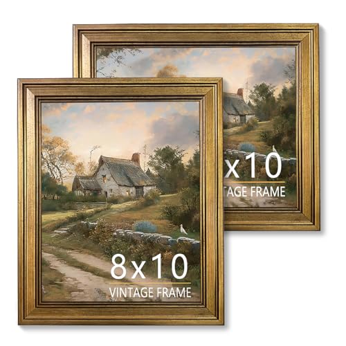 8x10 Picture Frame Vintage Gold Set of 2 for Tabletop & Wall Mount | Picture Frames for Living Room, Bedroom, Office Décor & Wedding Gift - color: Gold, size: 8X10 - 2 Pack