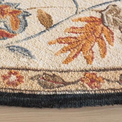 SAFAVIEH Chelsea Collection 4' Round Black HK141B Hand-Hooked French Country Wool Area Rug - color: Black, size: 4' (Round)