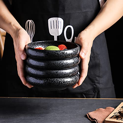 Uaral Japanese Plates Serving Dishes,Salad Bowl Set,Dessert Plate,Appetizer Plate Set of 4,5.5 inch(Black Speckled) - color: Black Speckle