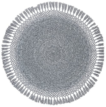 SAFAVIEH Sahara Collection Area Rug - 4' Round, Charcoal, Handmade Boho Tassel, Ideal for High Traffic Areas in Living Room, Bedroom (SAH490H) - color: Charcoal, size: 4' (Round)