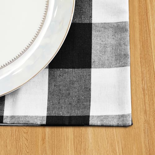 Black & White 2 Side Cotton Buffalo Check Placemats Set of 4 Heat Resistant Dining Table Place Mats for Kitchen Table, 12 x 18 inches - color: Plaids Black & White, size: Rectangular Placemats 12" x 18"