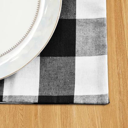 Black & White 2 Side Cotton Buffalo Check Placemats Set of 4 Heat Resistant Dining Table Place Mats for Kitchen Table, 12 x 18 inches - color: Plaids Black & White, size: Rectangular Placemats 12" x 18"