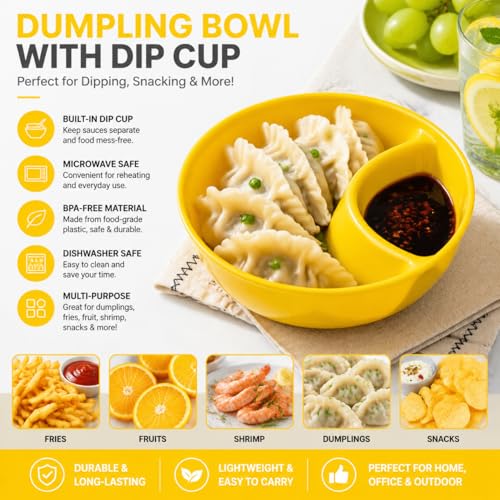 6 Colors Divided Snack Bowls, Anti Soggy Chip Dip Serving Dishes, Stackable Plastic Bowls, Microwave & Dishwasher Safe, Ideal for Home Party, Salad, Nuts, Salsa - color: Yellow