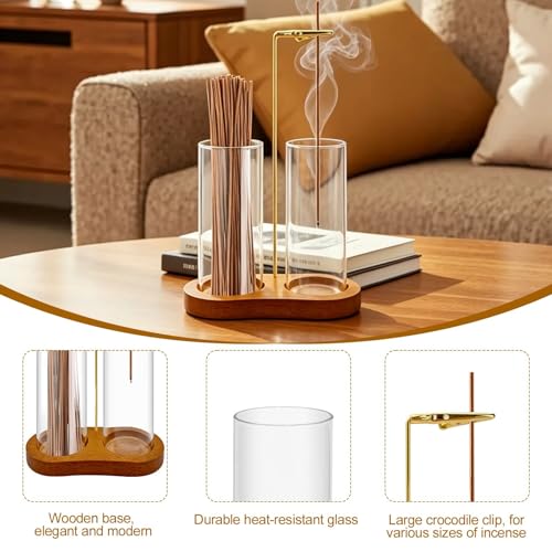 2-in-1 Incense Holder for Sticks: Incense Burner with Ash Catcher | Burner Holder for Home Room House Office Apartment Decor - Wooden Decorations Accessories for Meditation Yoga Spa