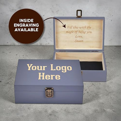 Personalized Wooden Keepsake Box with Your Logo – Custom Engraved Memory Box for Photos, Jewelry, Letters, Corporate Gifts, Weddings, Anniversaries, Birthdays & Graduations - style: 15. Upload Your Logo