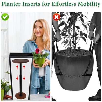 LUTTY 2Set Wooden Adjustable Plant Risers for Inside Pot,7.9-13.8 inches Tall Tapered Plant Riser Fill Bottom of Tall Flower Pots and Large Plants Containers, Rise Filler Riser of Flower Pots - size: (2 Pack)Tall Lift: Rise(7.9''-13.8'')