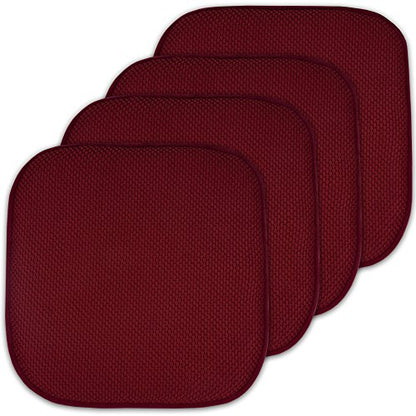 4 Pack Memory Foam Honeycomb Nonslip Back 16" x16" Chair/Seat Cushion Pad - color: Wine Burgundy, size: 4 Pack