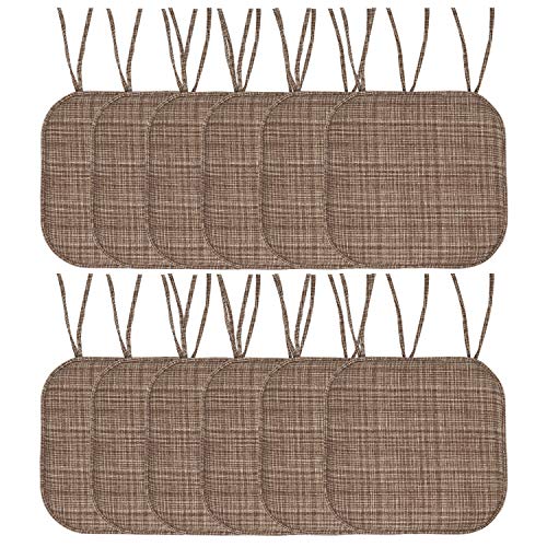 Sweet Home Collection Chair Cushion Memory Foam Pads with Ties Honeycomb Pattern Slip Non Skid Rubber Back Rounded Square 16" x 16" Seat Cover, 12 Pack, Aria Dark Brown 4 Pack - color: Aria Dark Brown, size: 12 Count (Pack of 1)