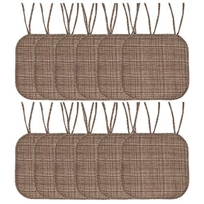 Sweet Home Collection Chair Cushion Memory Foam Pads with Ties Honeycomb Pattern Slip Non Skid Rubber Back Rounded Square 16" x 16" Seat Cover, 12 Pack, Aria Dark Brown 4 Pack - color: Aria Dark Brown, size: 12 Count (Pack of 1)