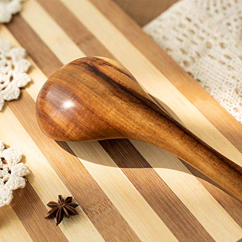 Premium 5 pcs Wooden Spoons For Cooking, Wood kitchen Spatula Utensils set | Acacia Wood Utensil set With Soup Ladle and Wok Spatula, Salad fork for Non-stick Skillet
