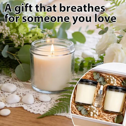 24 PCS 4oz Eucalyptus Scented White Soy Wax Candles | Calming Home Fragrance Gift Set | Bulk Warm Cozy Favors for Weddings, Housewarmings, Holiday Parties - color: Eucalyptus