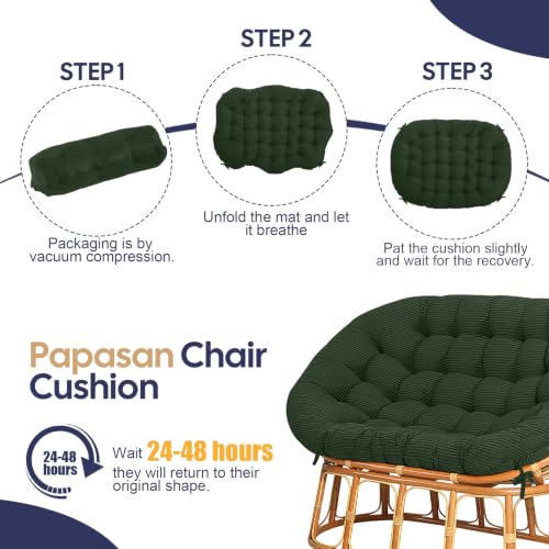 Papasan Chair Cushion Green - color: Green, size: 65x48 Inch