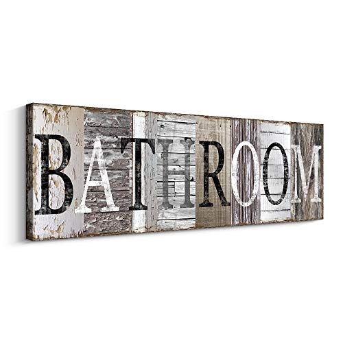 Pinetree Art Bathroom Decorative Signs Inspirational Motto Canvas Prints with Solid Wood Inner Frame, (Bathroom, 23.6 x 7.9 Inch) - color: Bathroom, size: 24"L x 8"W