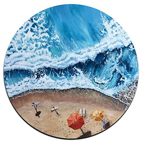 Waves and Shells Round Coaster Set - Made of Recycled Rubber - Set of 4 - color: Waves and Shells