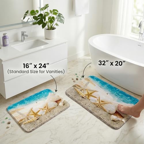 Non Slip Bath Rugs Sponge Foam for Bathroom,Beach Themed Soft Flannel Mat - color: Conch, size: 1'4" x 1'11" (Rectangular)