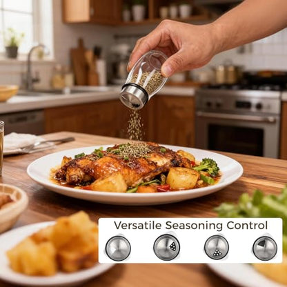 Double Layer Revolving Spice Rack Organizer, 12-Piece Empty Glass Jar Set with Marker Pen & Labels, Space-Saving Seasoning Storage Stand for Kitchen Countertop, BBQ, or Restaurant Storage