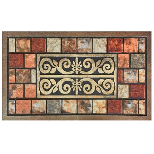 CHICHIC Front Door Mat 18"x30" Outdoors Mat Heavy Duty Welcome Mats, Brick | Non-Slip Rubber Backing Welcome Mat, Dirt Trapping, Heavy Duty, Low Profile Indoor Outdoor Entry Way Door Mat, Easy to Clean - color: Brick