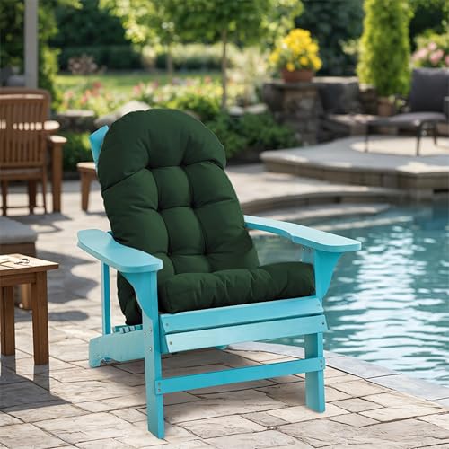 Adirondack Chair Cushion, Rocking Chair Cushion 44x19.4x4 inch, High Back Patio Cushions of Upper and Lower with Ties, Sunscreen and Fade-Resistant (Dark Green, 2) - color: Dark Green