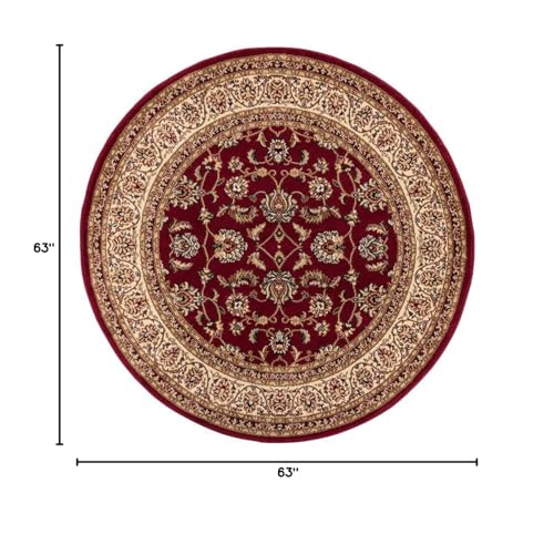Well Woven Barclay Collection Sarouk Red 5 ft Round Rug - for Living Room, Bedroom, and Dining Room - color: Red, size: 5'3" (Round)