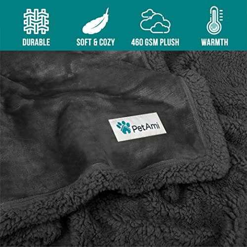 PetAmi Dog Blanket Small Medium Pet Cat Puppy Kitten, 40x29 Mini Solid Gray | 460 GSM, Soft Sherpa Fleece Throw, Reversible Plush Couch Cover Protector Crate Carrier Sofa Bed Car Seat, Machine Washable - color: Gray/Gray Sherpa, size: Medium - 29 X 40 Inc