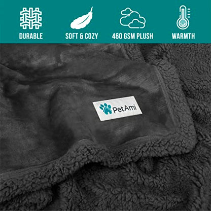 PetAmi Dog Blanket Small Medium Pet Cat Puppy Kitten, 40x29 Mini Solid Gray | 460 GSM, Soft Sherpa Fleece Throw, Reversible Plush Couch Cover Protector Crate Carrier Sofa Bed Car Seat, Machine Washable - color: Gray/Gray Sherpa, size: Medium - 29 X 40 Inc