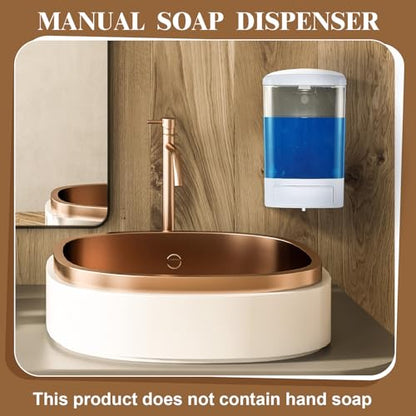 Hushee 4 Pcs Wall Mounted Soap Dispenser,33.8 Oz 1000 Ml,White | Manual Press, 1000ml 33.8oz Capacity Clear Window, For Restaurant Bathroom Kitchen Hotel, Liquid Soap Shampoo Dispenser - color: White, size: 33.8 oz 1000 ml