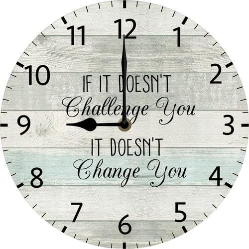 Inspirational Wall Clock, Motivational Gym Quotes Workout Classroom Fitness Home Art Decor, If it Doesn't Challenge You It Doesn't Change You, 10"x10" Silent Non Ticking Battery Operated Clock - color: C4